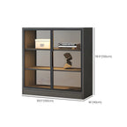 Square 2-Shelf Black Wooden Display Cabinet with Light