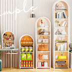 Adjustable Steel Arch Glass Shelf Display Cabinet with Light