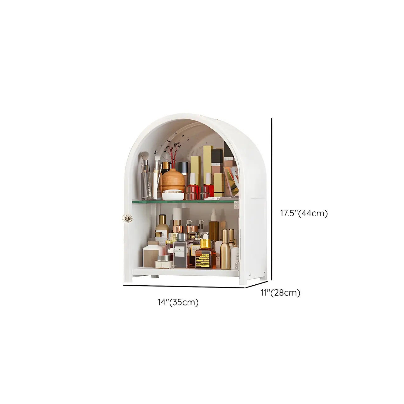 Adjustable Steel Arch Glass Shelf Display Cabinet with Light