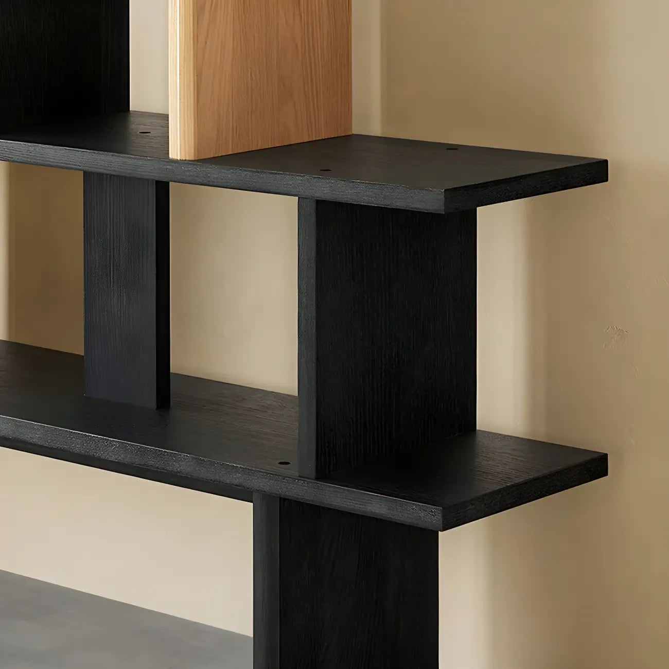 Modern Wooden Black Ladder Bookcase for Living Room