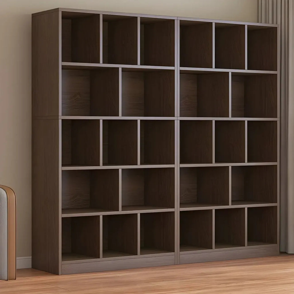 Mid Centuyr Modern Oak Wood Bookshelf Cube Storage 5-Tier