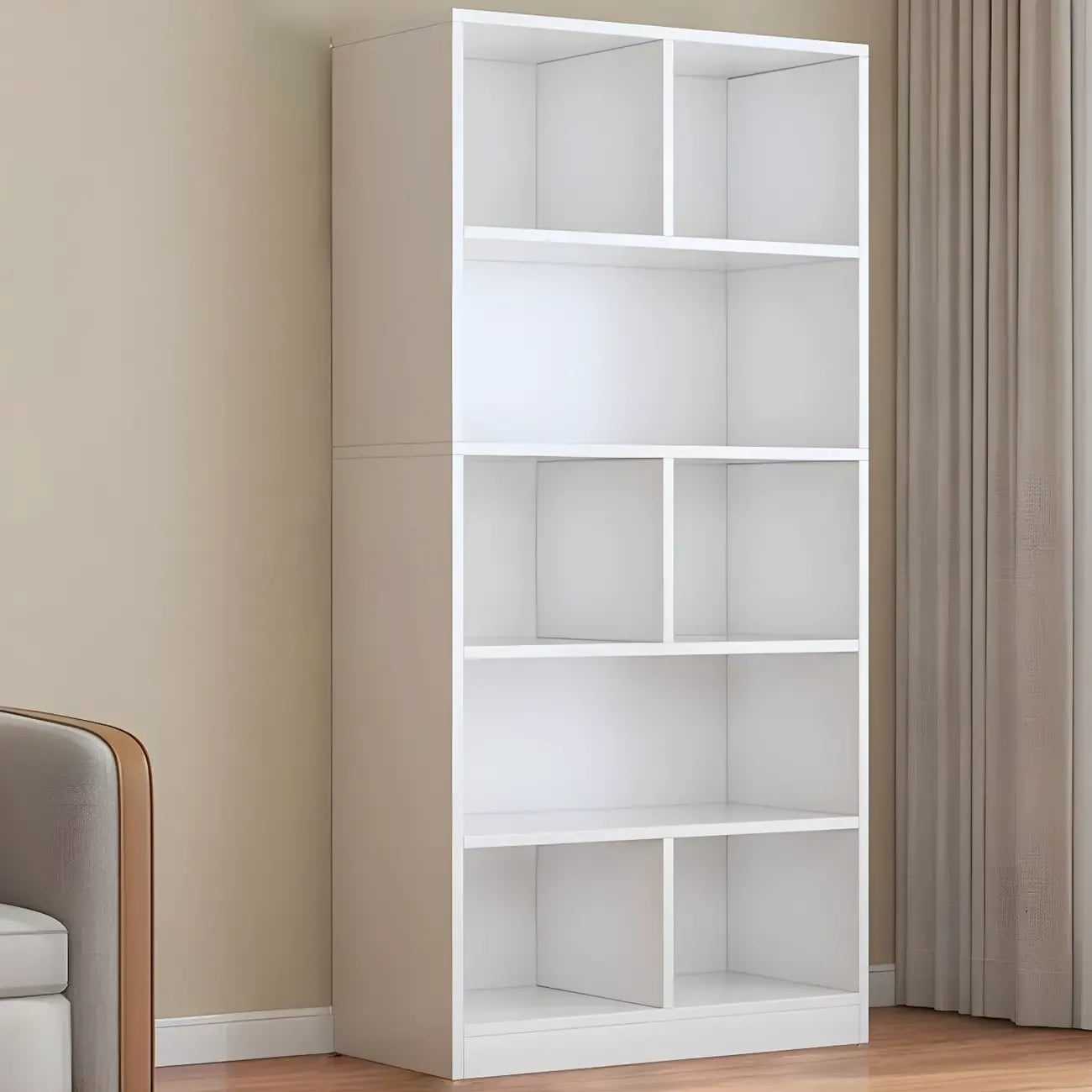 Mid Centuyr Modern Oak Wood Bookshelf Cube Storage 5-Tier