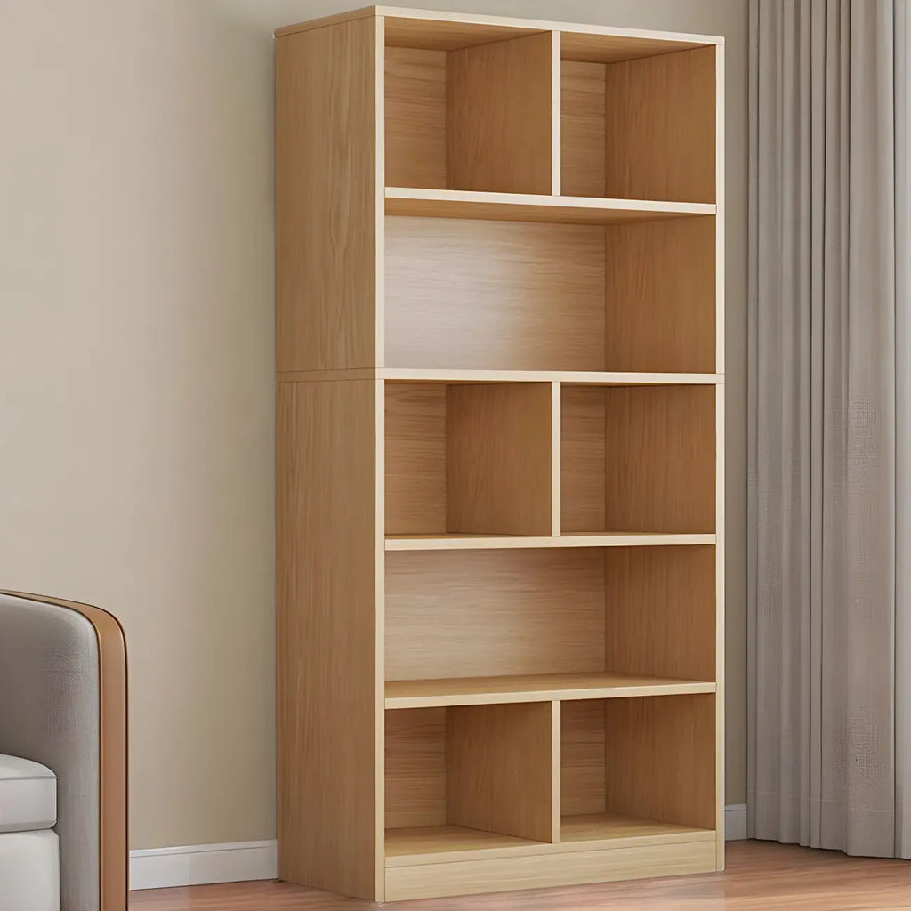 Mid Centuyr Modern Oak Wood Bookshelf Cube Storage 5-Tier
