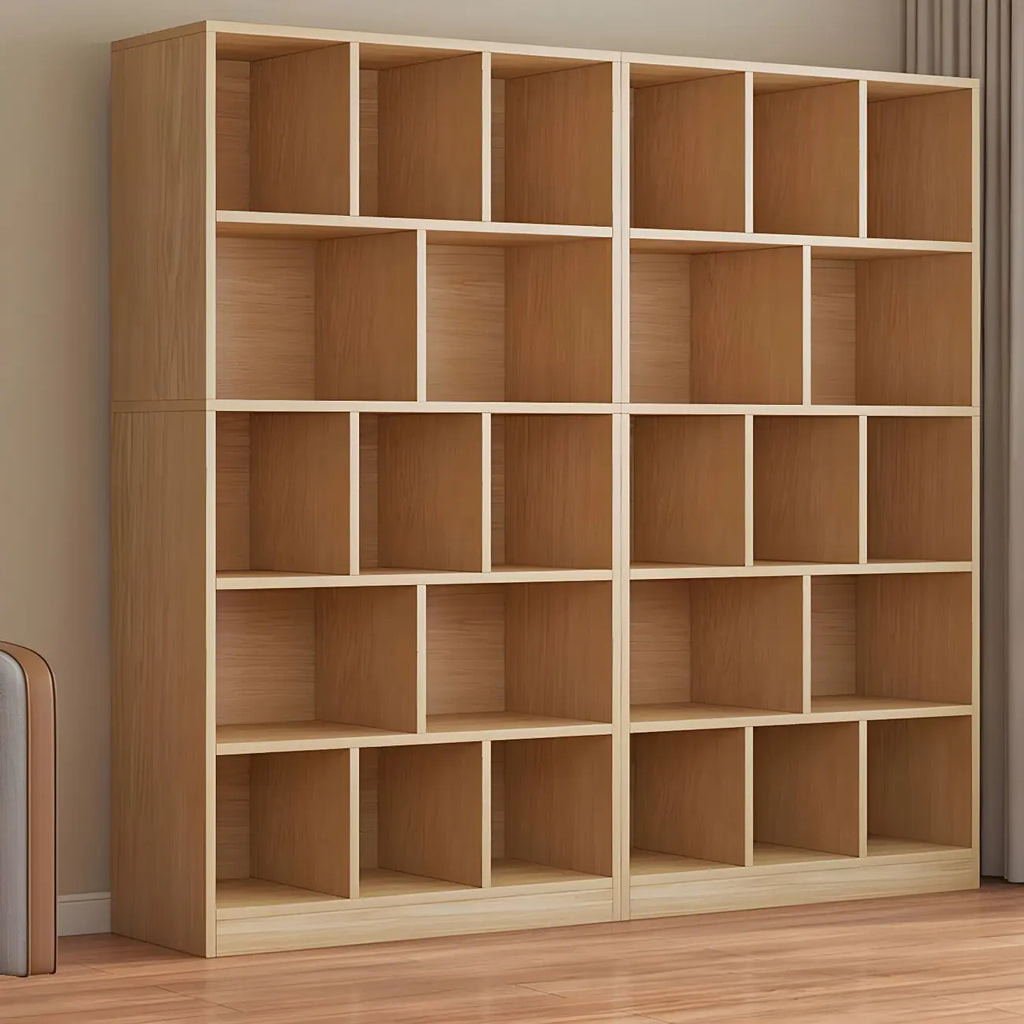Mid Centuyr Modern Oak Wood Bookshelf Cube Storage 5-Tier