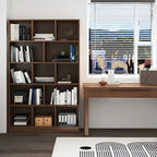 Mid Centuyr Modern Oak Wood Bookshelf Cube Storage 5-Tier