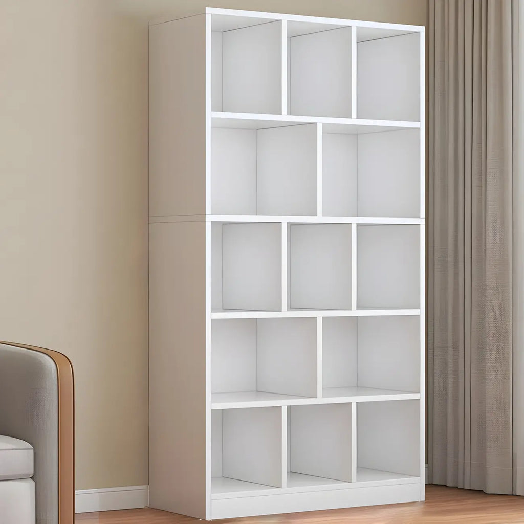 Mid Centuyr Modern Oak Wood Bookshelf Cube Storage 5-Tier