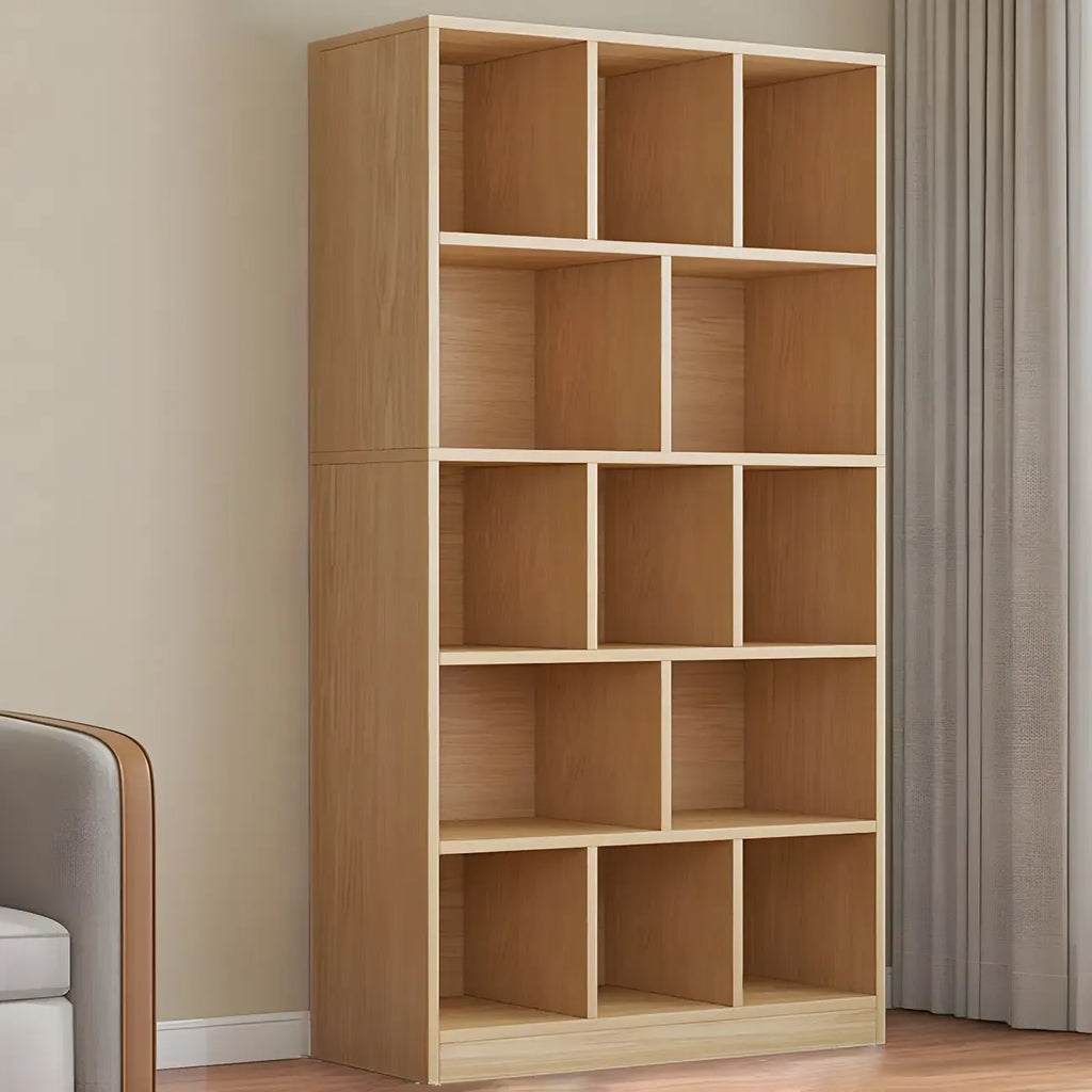 Mid Centuyr Modern Oak Wood Bookshelf Cube Storage 5-Tier