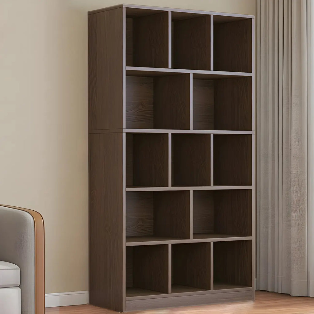 Mid Centuyr Modern Oak Wood Bookshelf Cube Storage 5-Tier