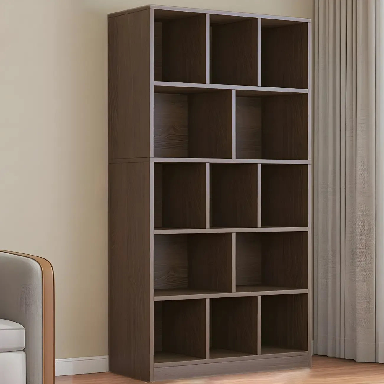 Mid Centuyr Modern Oak Wood Bookshelf Cube Storage 5-Tier