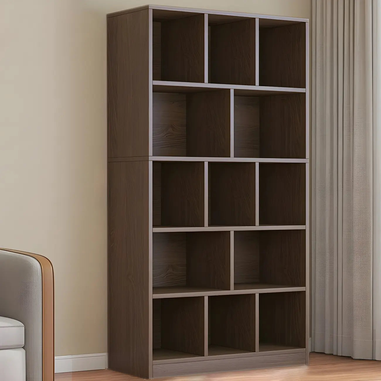 Mid Centuyr Modern Oak Wood Bookshelf Cube Storage 5-Tier