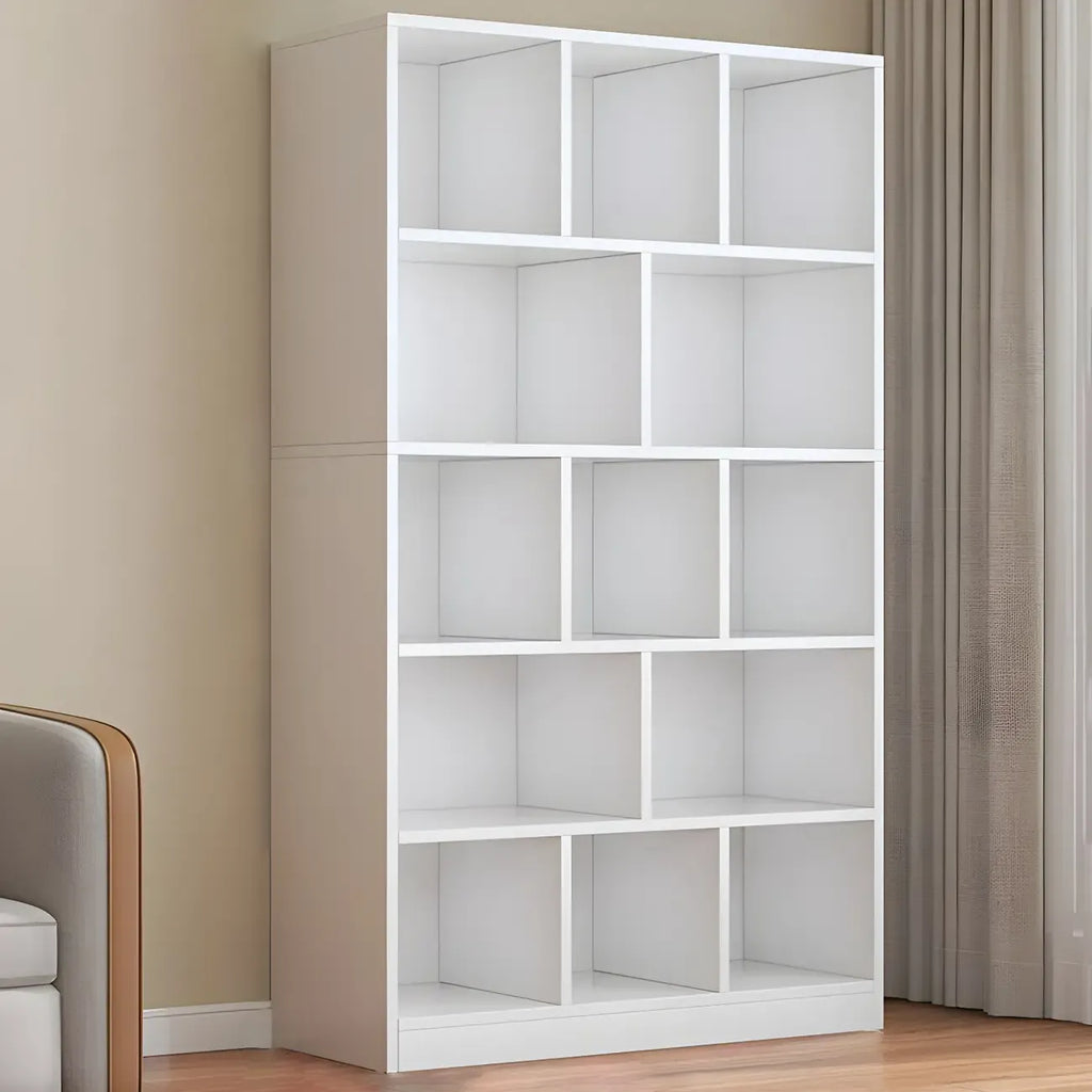 Mid Centuyr Modern Oak Wood Bookshelf Cube Storage 5-Tier