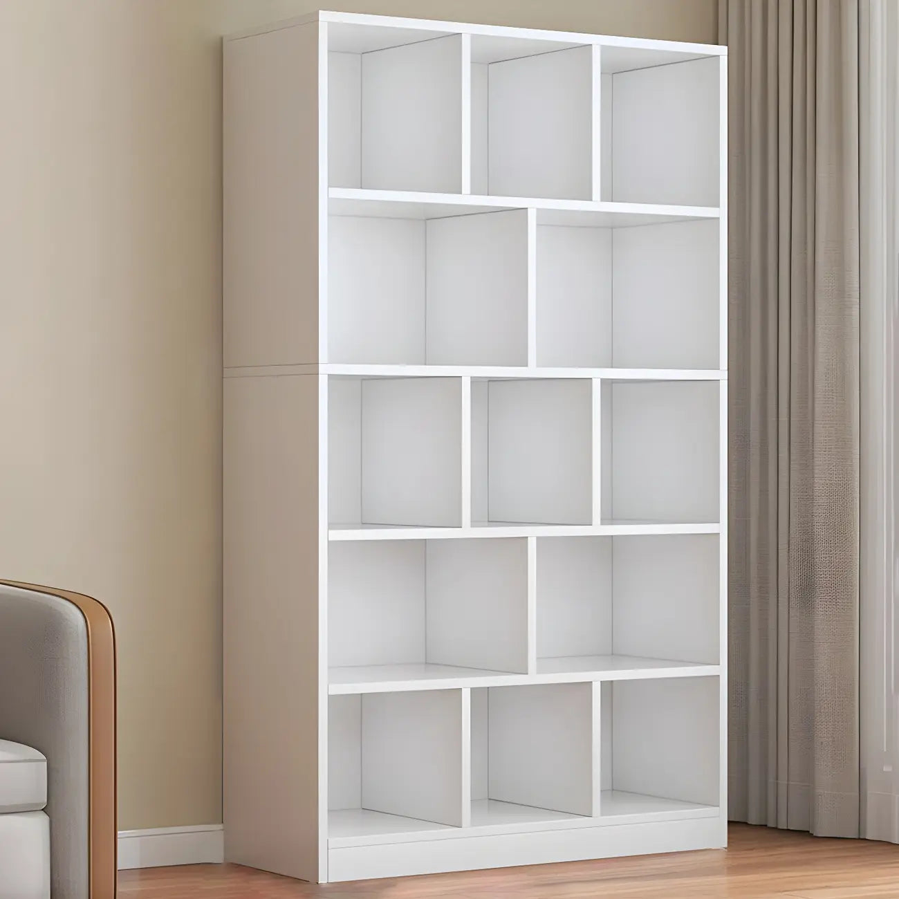 Mid Centuyr Modern Oak Wood Bookshelf Cube Storage 5-Tier
