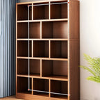 Mid Centuyr Modern Oak Wood Bookshelf Cube Storage 5-Tier