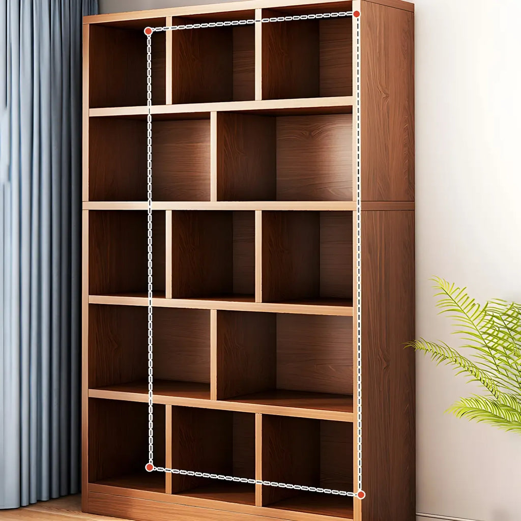 Mid Centuyr Modern Oak Wood Bookshelf Cube Storage 5-Tier