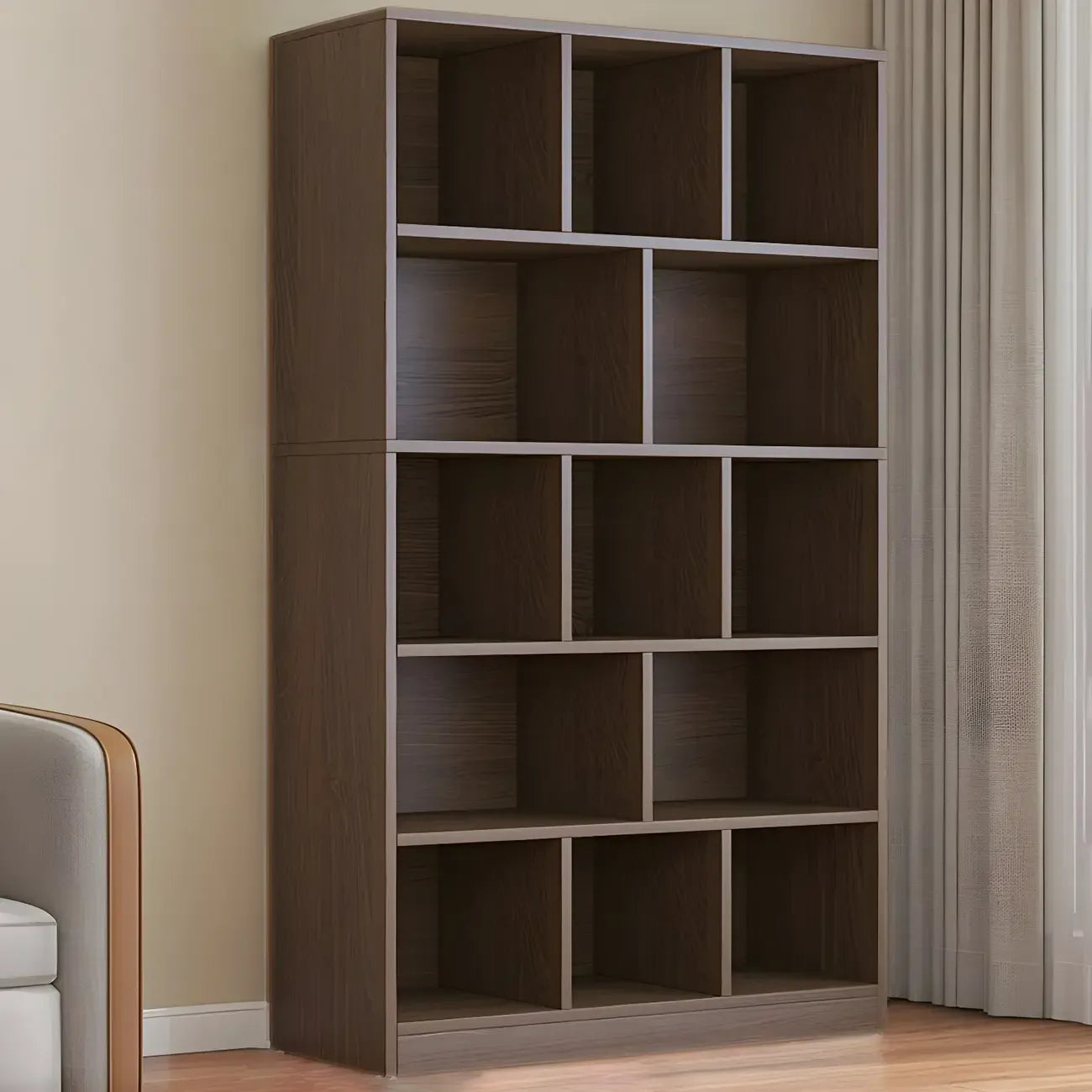 Mid Centuyr Modern Oak Wood Bookshelf Cube Storage 5-Tier