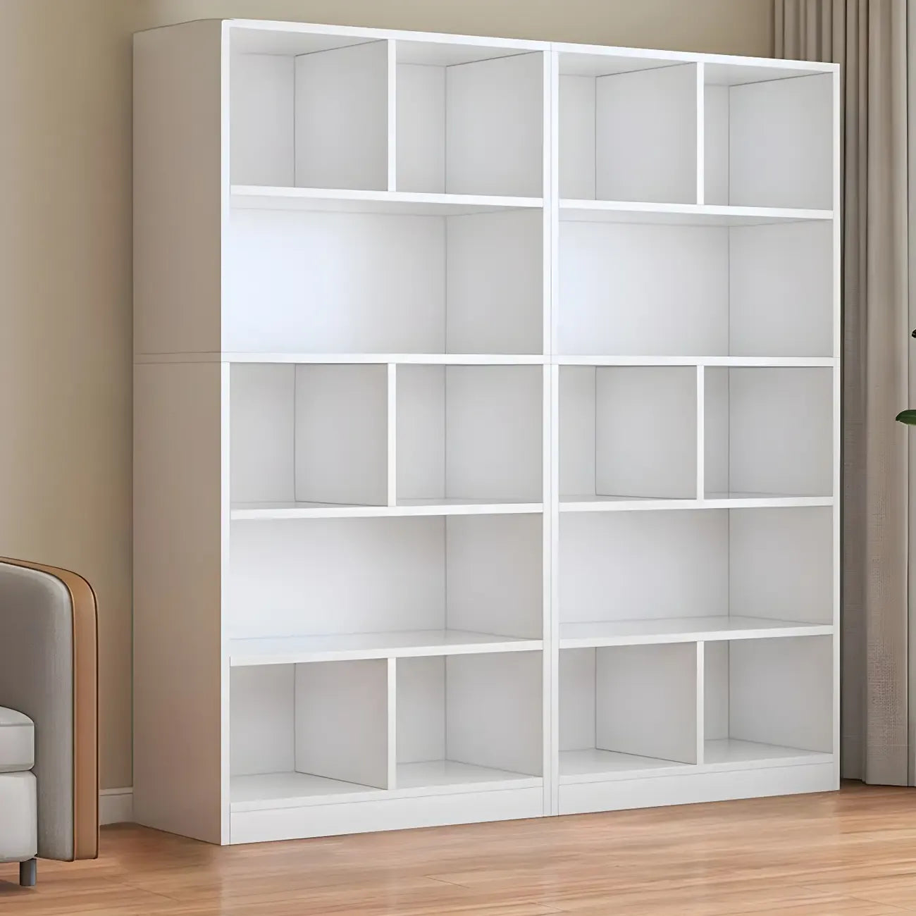 Mid Centuyr Modern Oak Wood Bookshelf Cube Storage 5-Tier