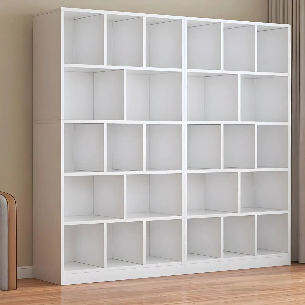 Mid Centuyr Modern Oak Wood Bookshelf Cube Storage 5-Tier