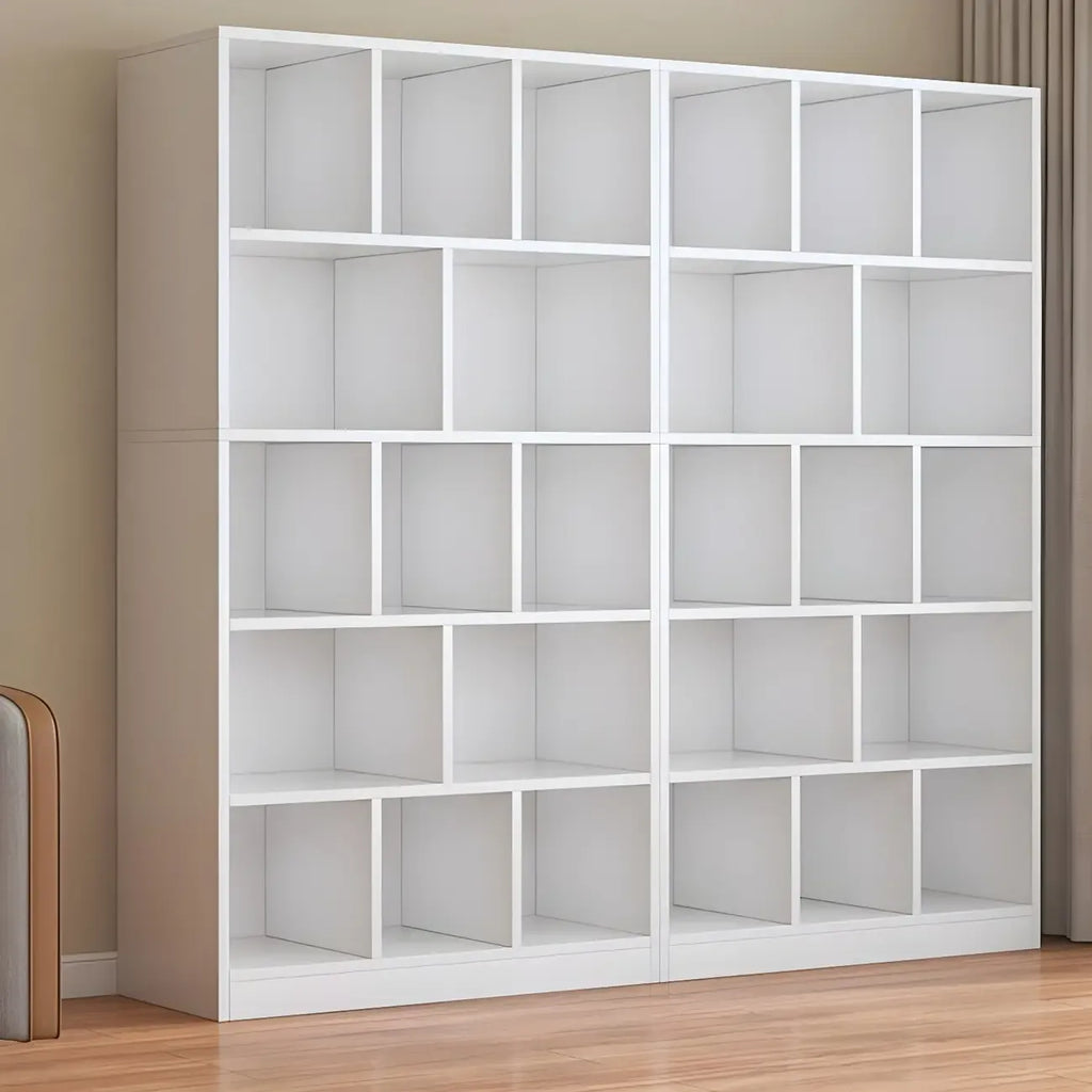 Mid Centuyr Modern Oak Wood Bookshelf Cube Storage 5-Tier