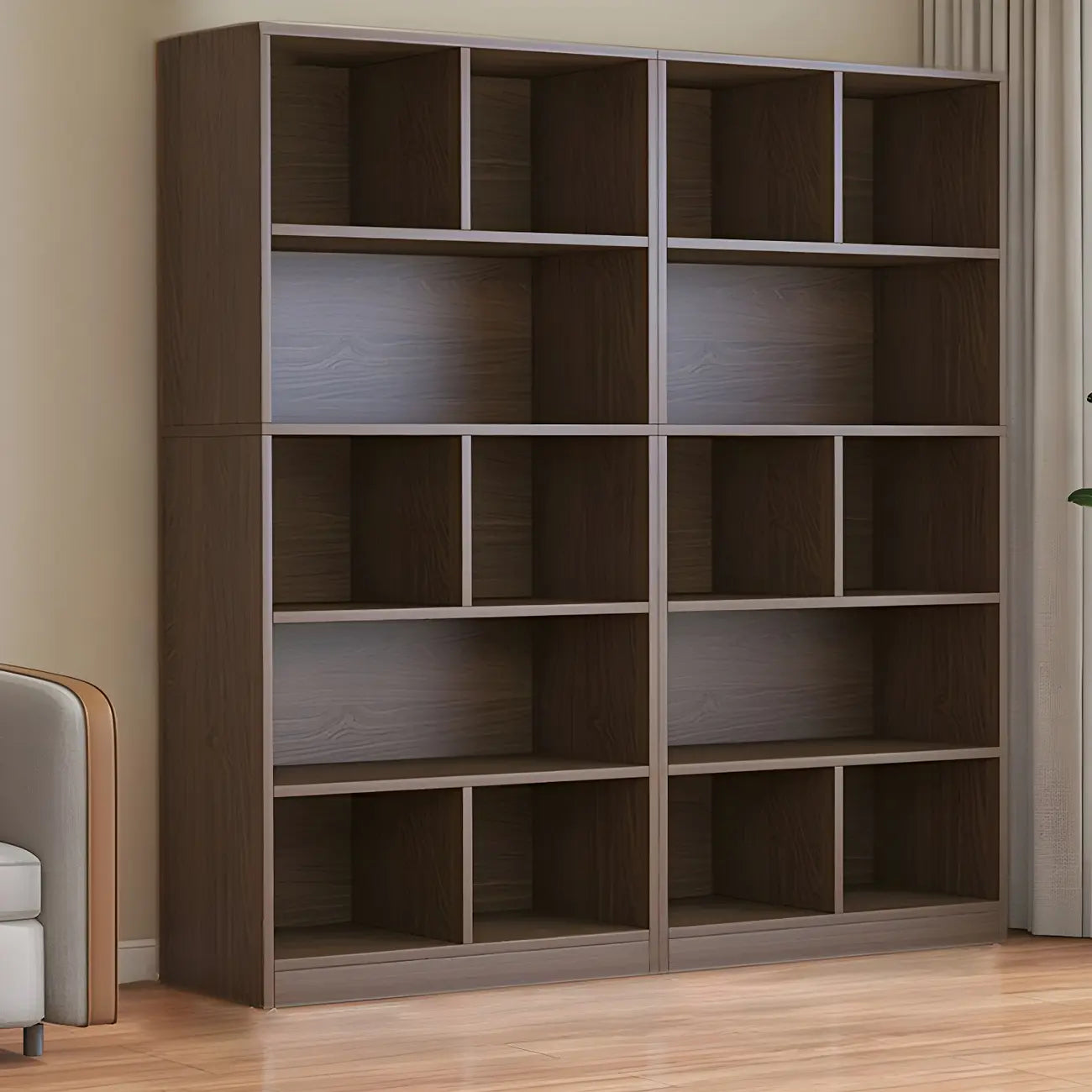 Mid Centuyr Modern Oak Wood Bookshelf Cube Storage 5-Tier