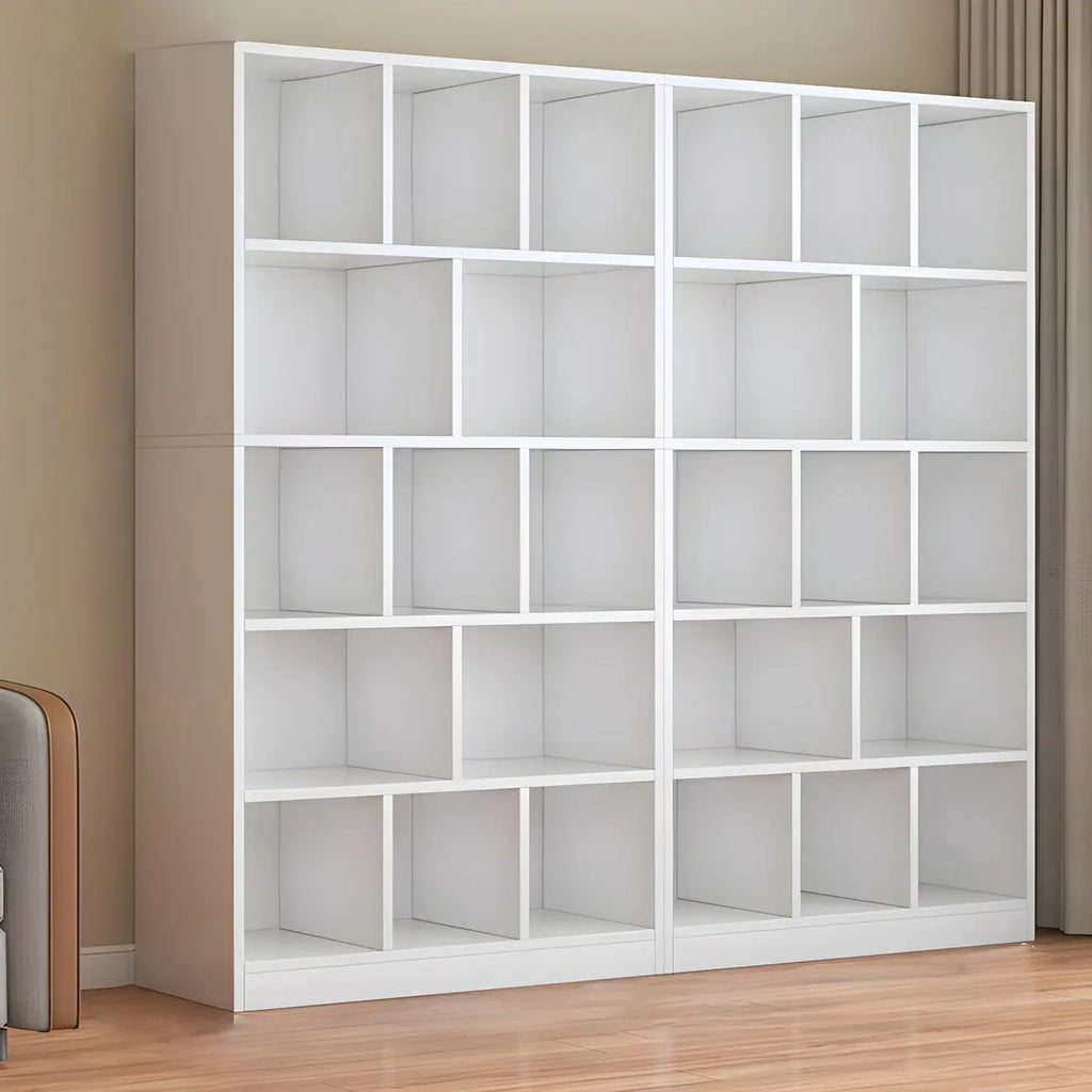 Mid Centuyr Modern Oak Wood Bookshelf Cube Storage 5-Tier