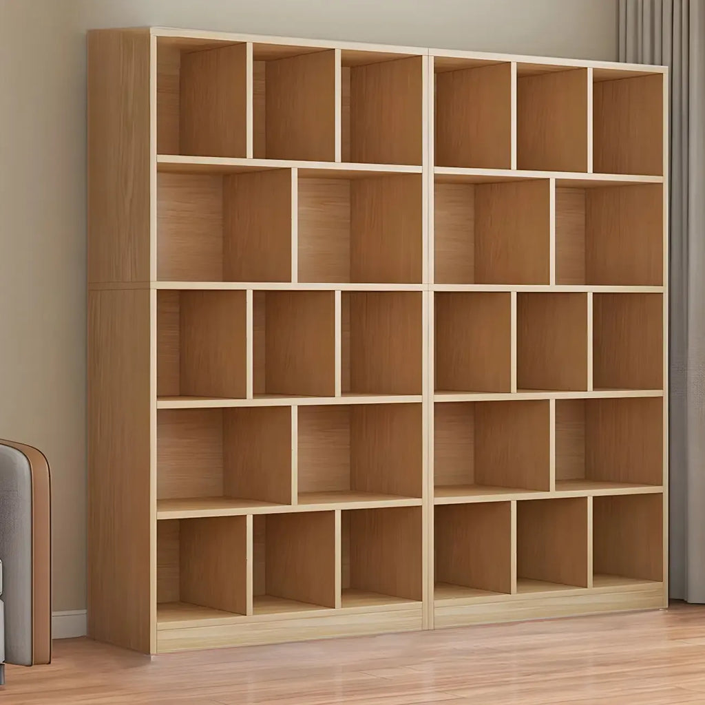 Mid Centuyr Modern Oak Wood Bookshelf Cube Storage 5-Tier