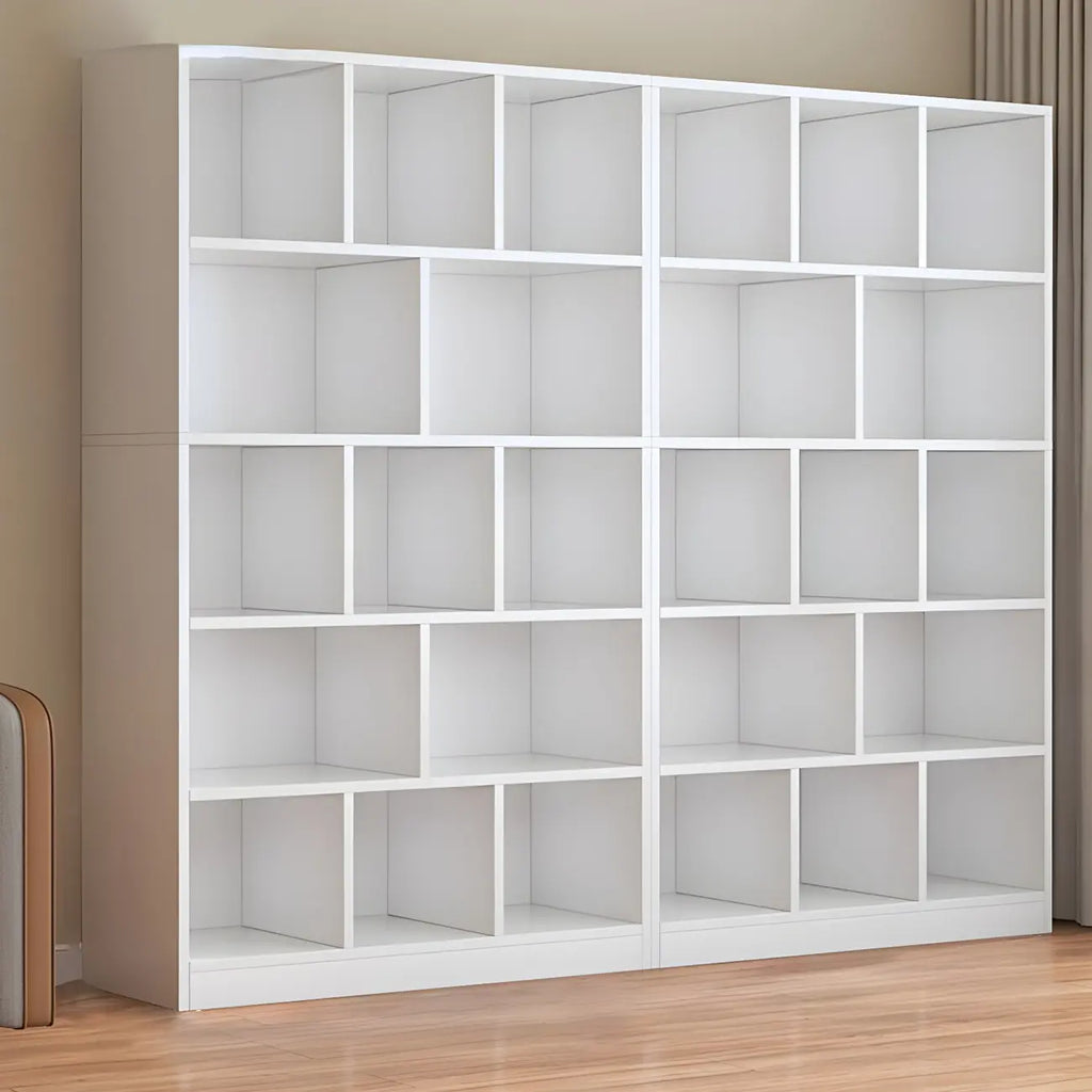 Mid Centuyr Modern Oak Wood Bookshelf Cube Storage 5-Tier