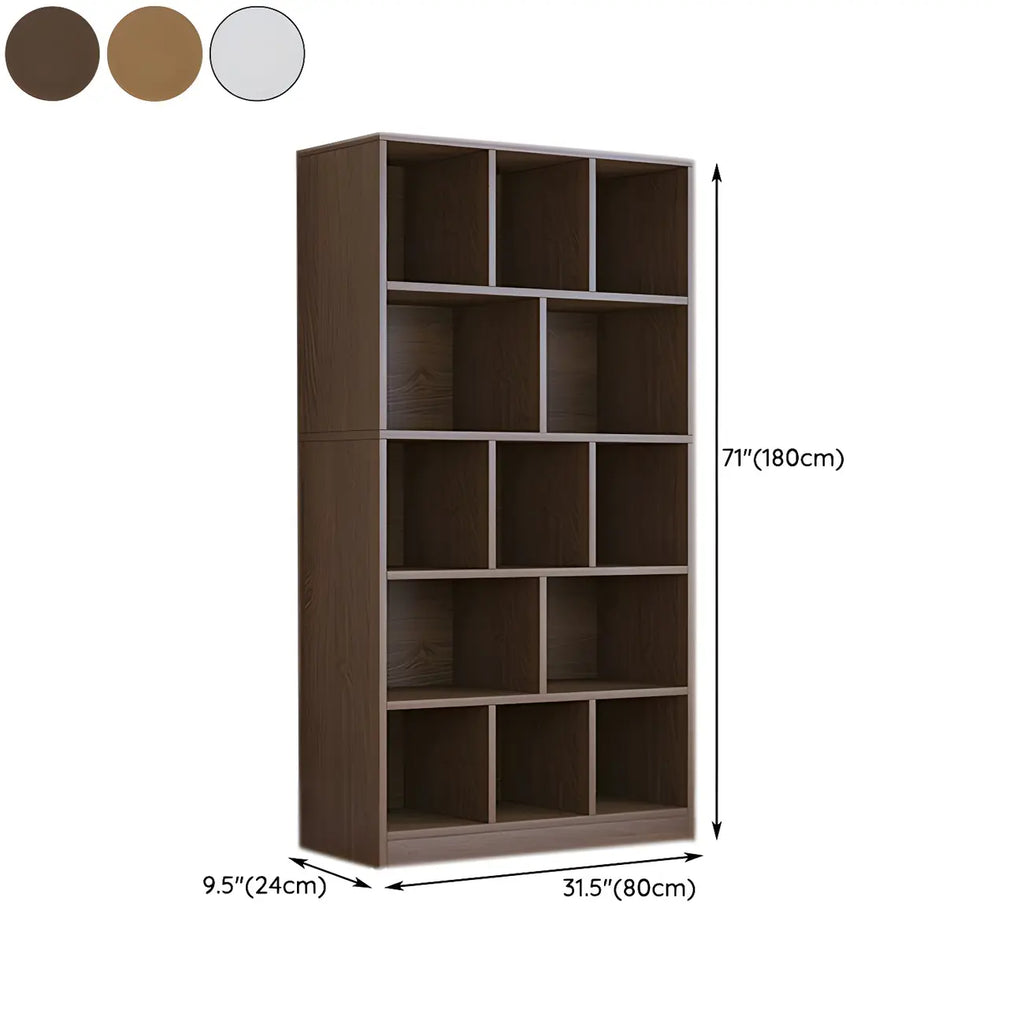 Mid Centuyr Modern Oak Wood Bookshelf Cube Storage 5-Tier