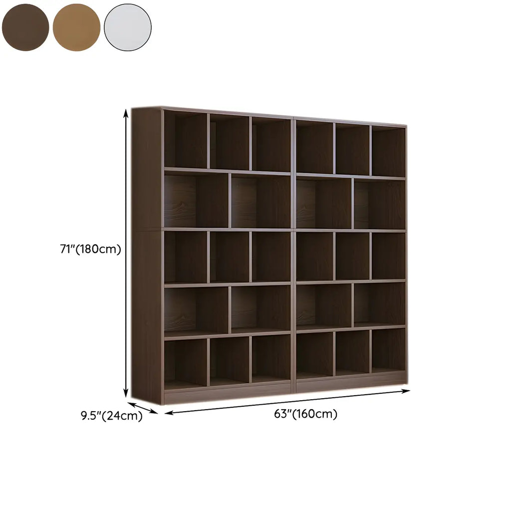 Mid Centuyr Modern Oak Wood Bookshelf Cube Storage 5-Tier