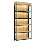 Modern Wood Open Multi-Shelf Large Display Cabinet