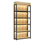 Modern Wood Open Multi-Shelf Large Display Cabinet