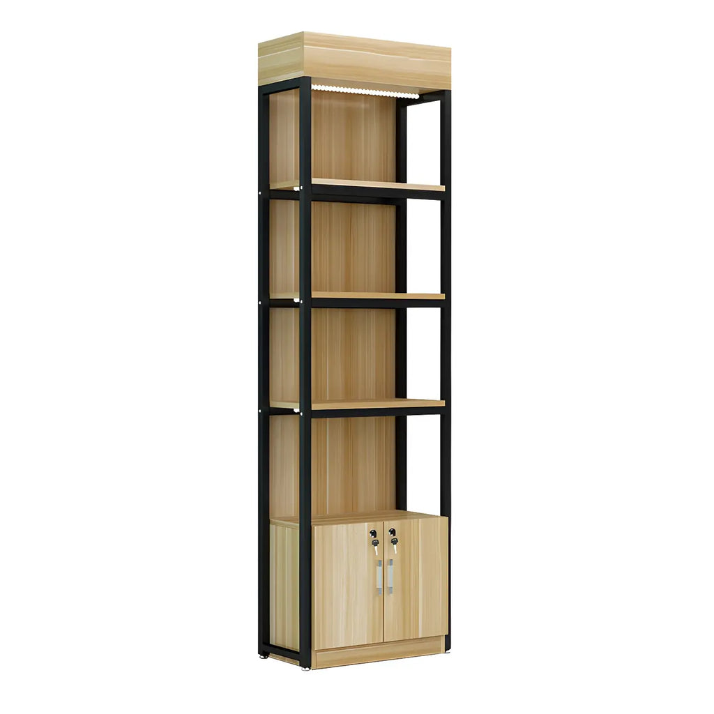 Modern Wood Open Multi-Shelf Large Display Cabinet