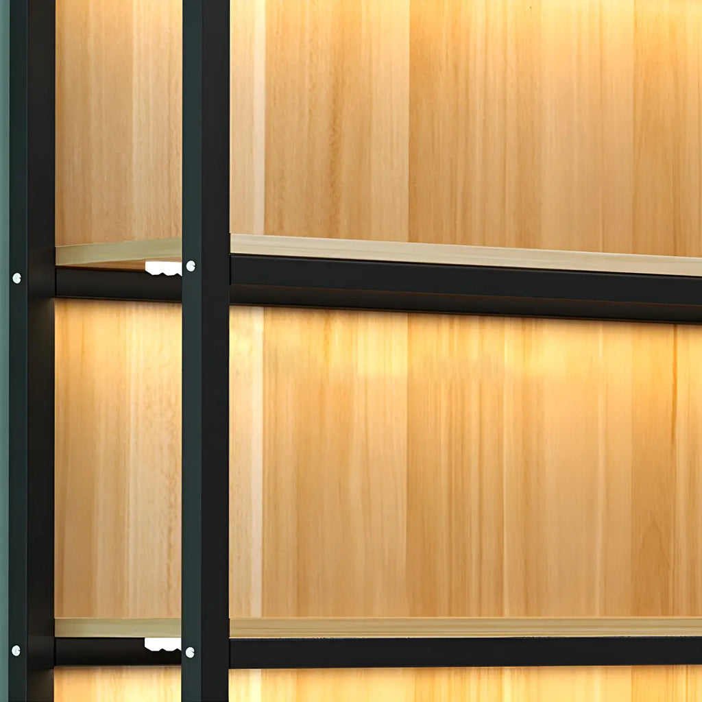 Modern Wood Open Multi-Shelf Large Display Cabinet