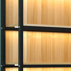 Modern Wood Open Multi-Shelf Large Display Cabinet