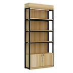 Modern Wood Open Multi-Shelf Large Display Cabinet