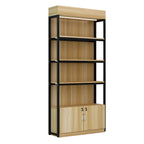 Modern Wood Open Multi-Shelf Large Display Cabinet