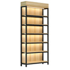 Modern Wood Open Multi-Shelf Large Display Cabinet