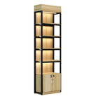 Modern Wood Open Multi-Shelf Large Display Cabinet