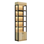 Modern Wood Open Multi-Shelf Large Display Cabinet