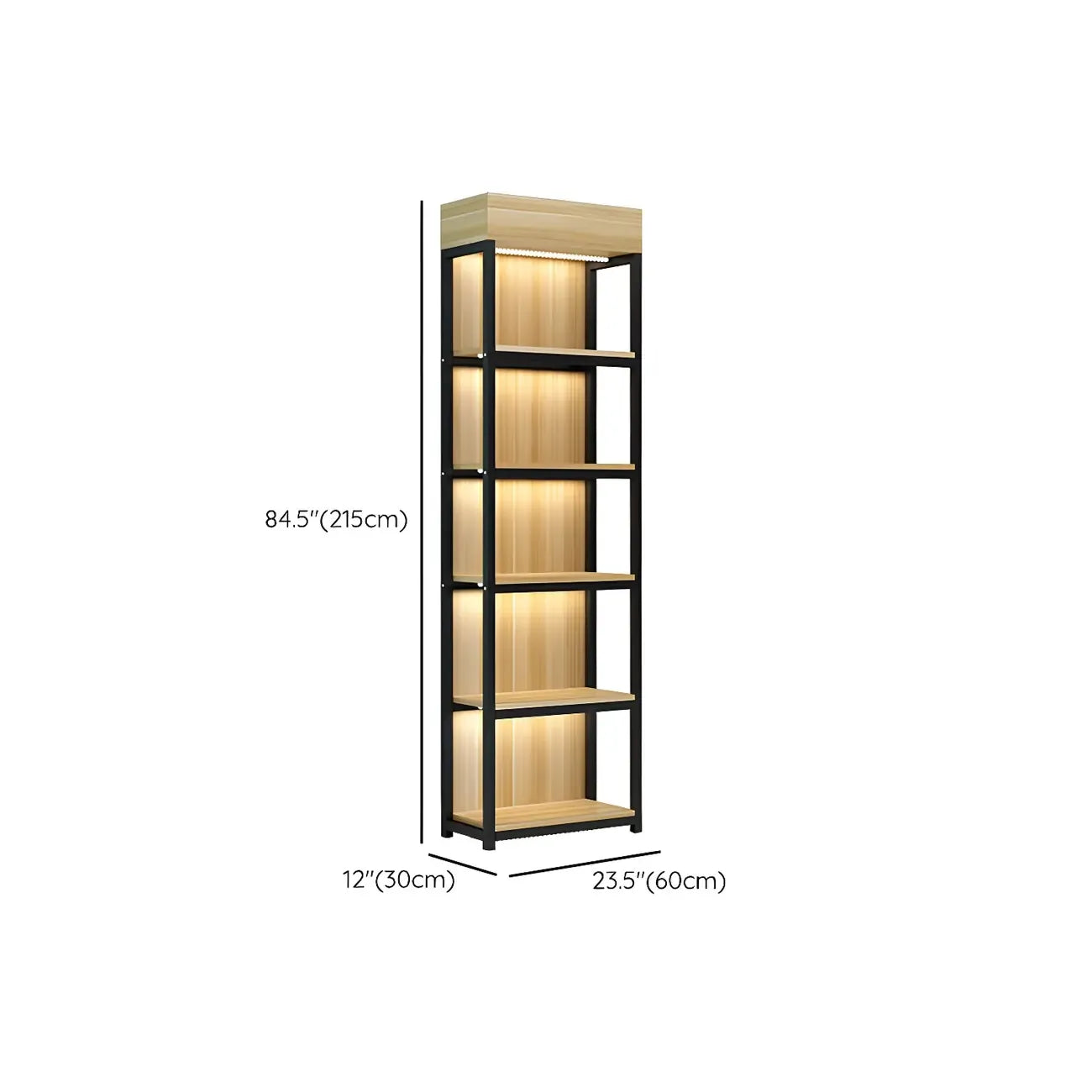 Modern Wood Open Multi-Shelf Large Display Cabinet