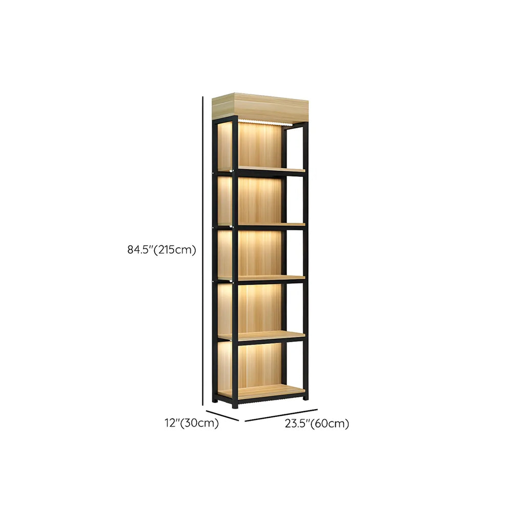 Modern Wood Open Multi-Shelf Large Display Cabinet