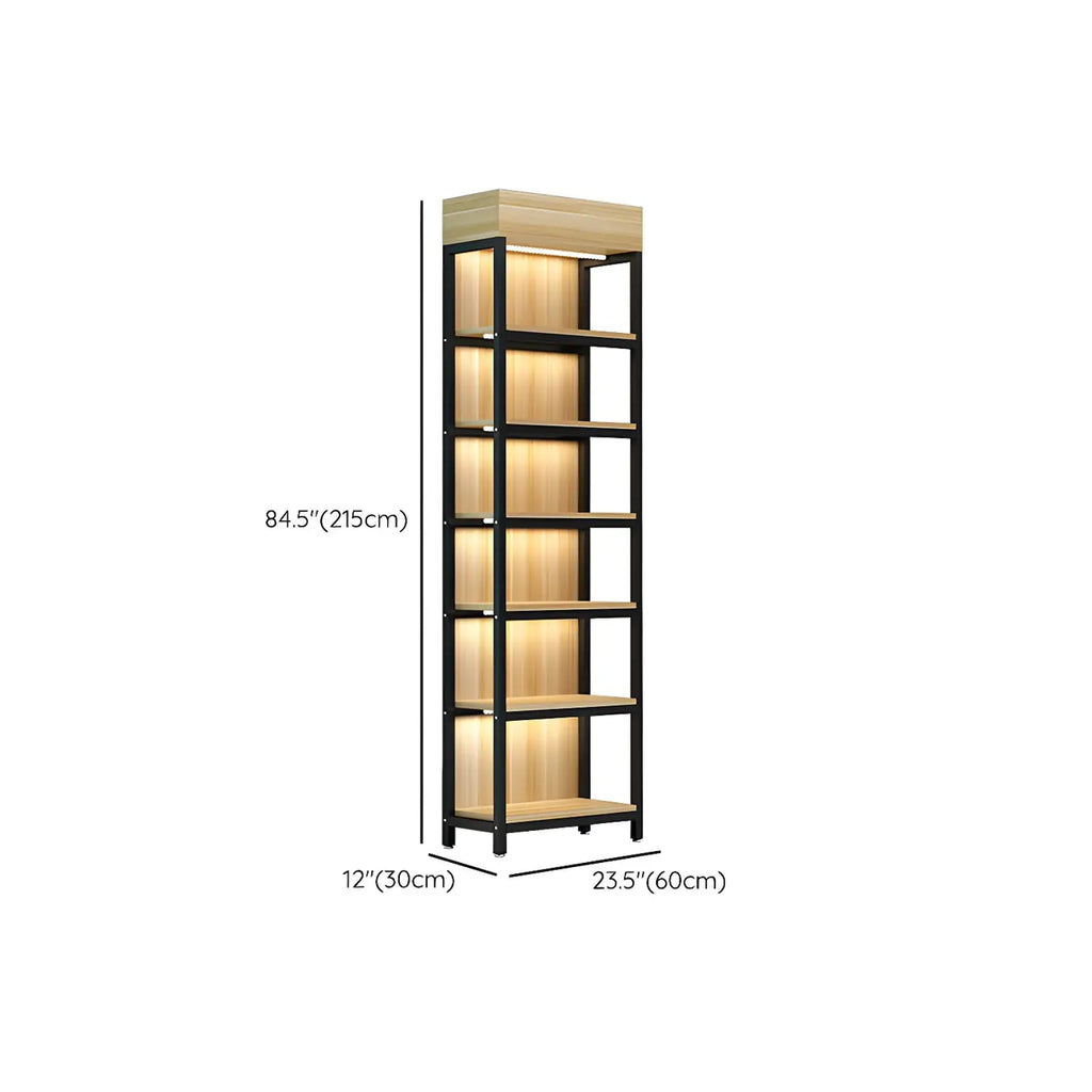 Modern Wood Open Multi-Shelf Large Display Cabinet