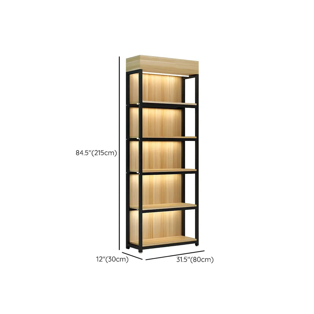 Modern Wood Open Multi-Shelf Large Display Cabinet