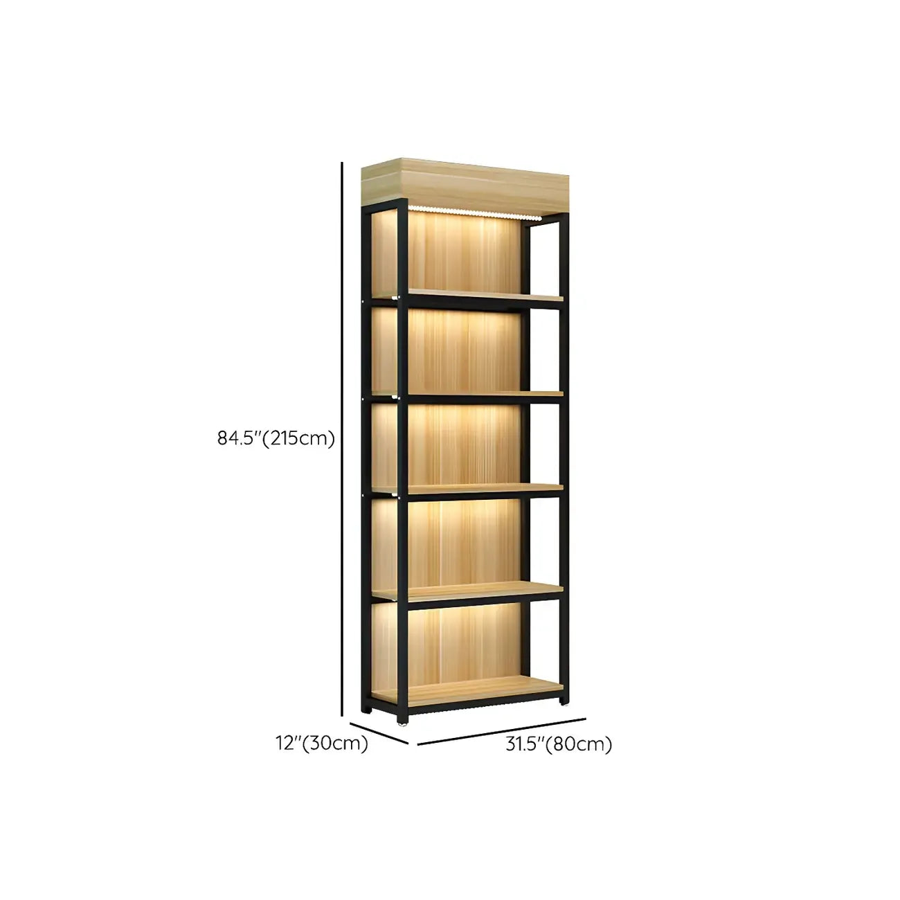 Modern Wood Open Multi-Shelf Large Display Cabinet