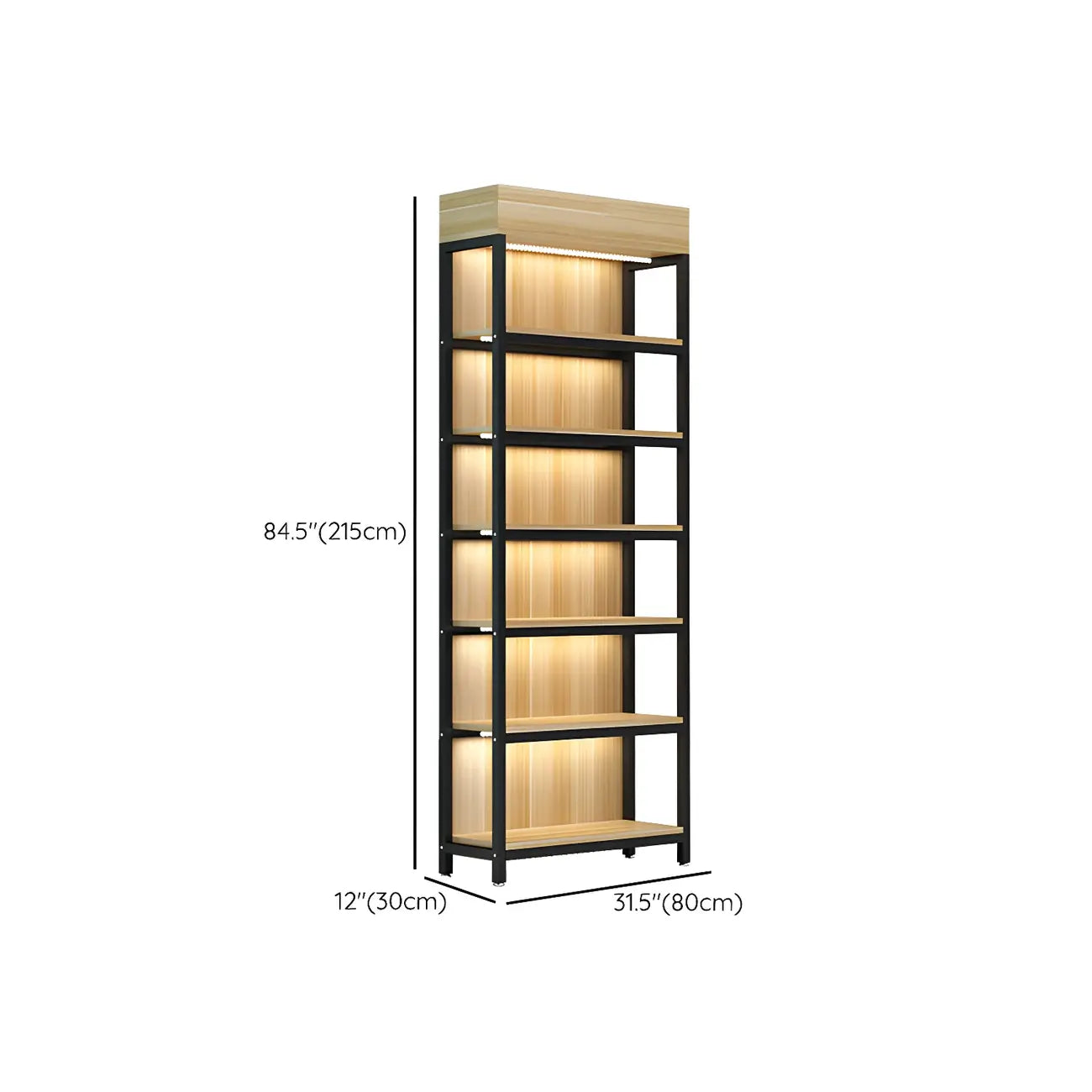 Modern Wood Open Multi-Shelf Large Display Cabinet