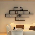 Minimalist Black Wood Geometric Wall-mounted Bookshelf