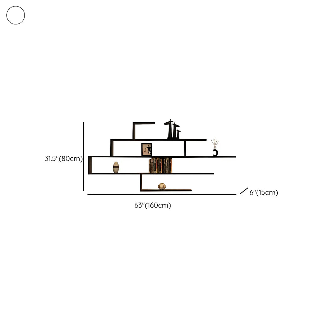 Minimalist Black Wood Geometric Wall-mounted Bookshelf