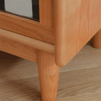 Adjustable Shelves Cherry Wood Glass Door Display Cabinet