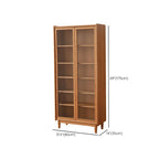 Adjustable Shelves Cherry Wood Glass Door Display Cabinet