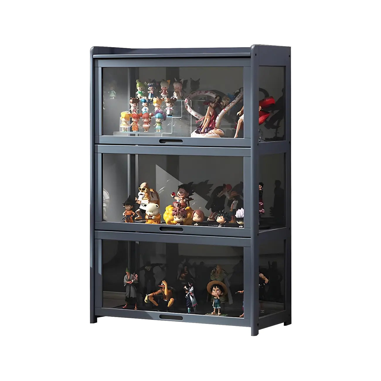 Modern Natural Bamboo Corner Glass Door Curio Cabinet