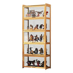 Modern Natural Bamboo Corner Glass Door Curio Cabinet